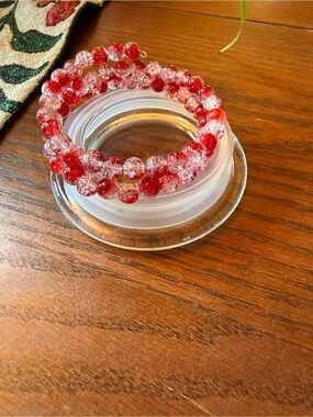 Red Crystal Bead Magic Wire Bracelet - Women Jewelry